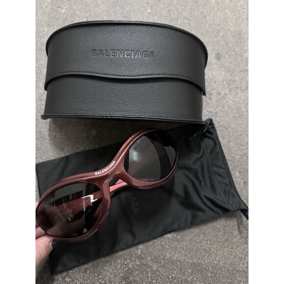 Balenciaga Dynamo Geometrical Sunglasses in Burgundy main image 9